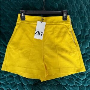 Zara Yellow High-rise Shorts